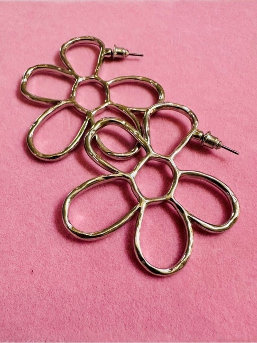 Silver Flower Drop Earrings
